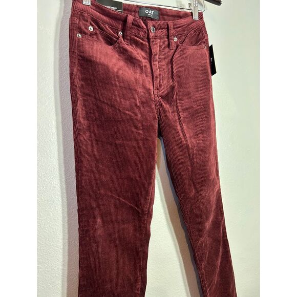 OAT High Rise Skinny Burgundy Corduroy Pants Stretch Fitted Fall Winter Size 25 - Picture 7 of 7